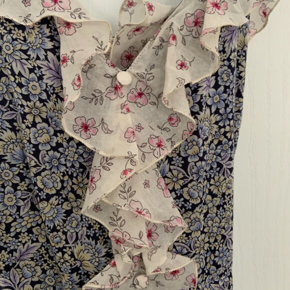 Maje Rissola Contrast Floral Ruffled Cotton Maxi Dress Size 36 - Picture 9 of 16